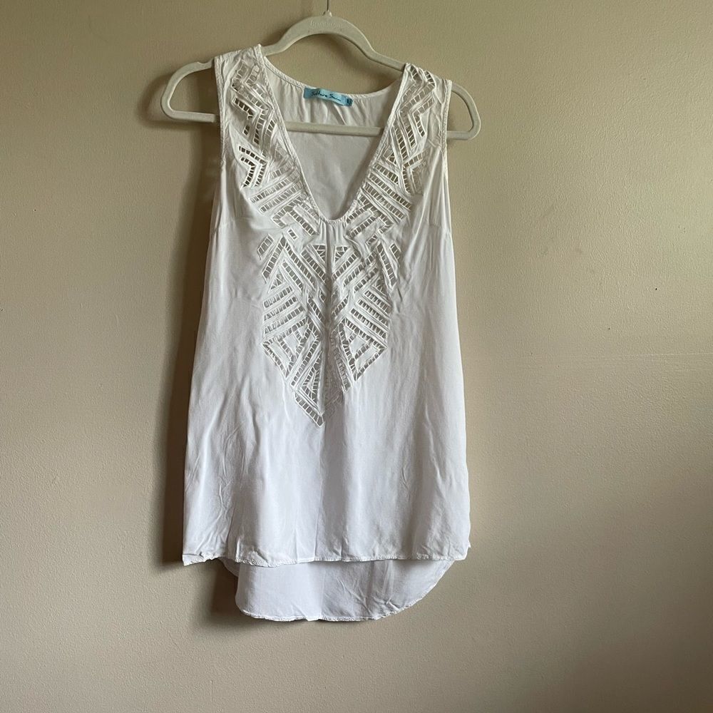 Solitaire white tank swim shirt  Sz M‎